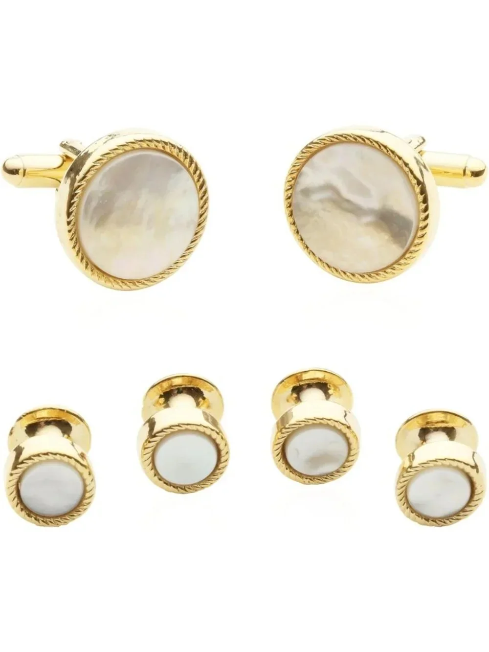 Unique Ribbed Tuxedo Cufflinks & Studs Set for Men - Formal Wedding & Business